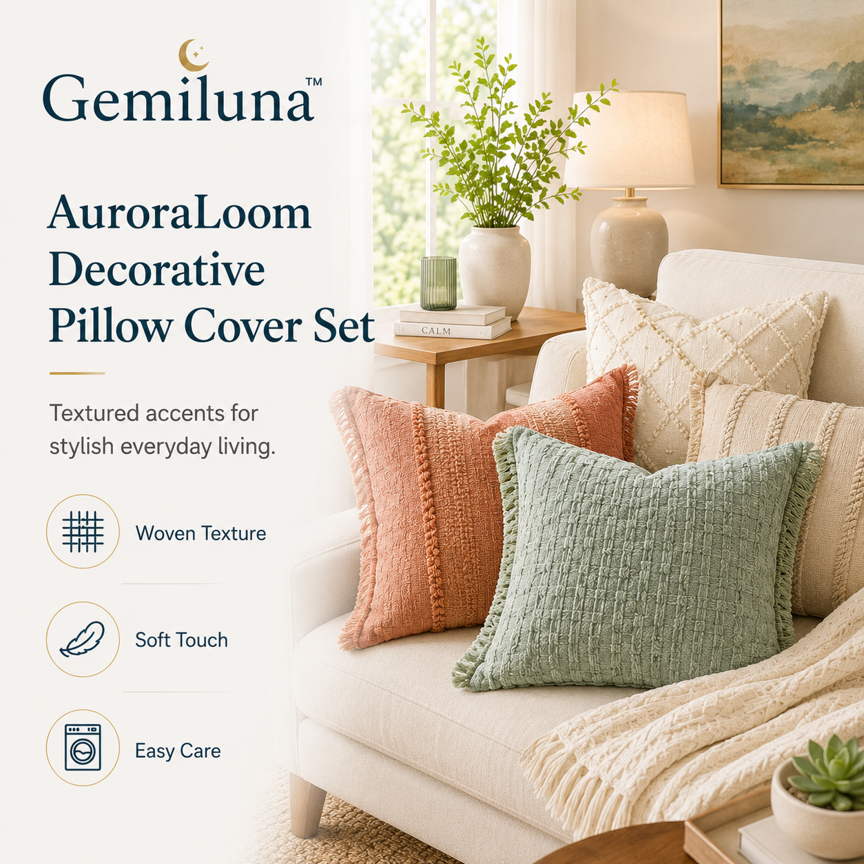 Gemiluna™ AuroraLoom Decorative Pillow Cover Set