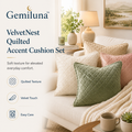 Gemiluna™ VelvetNest Quilted Accent Cushion Set